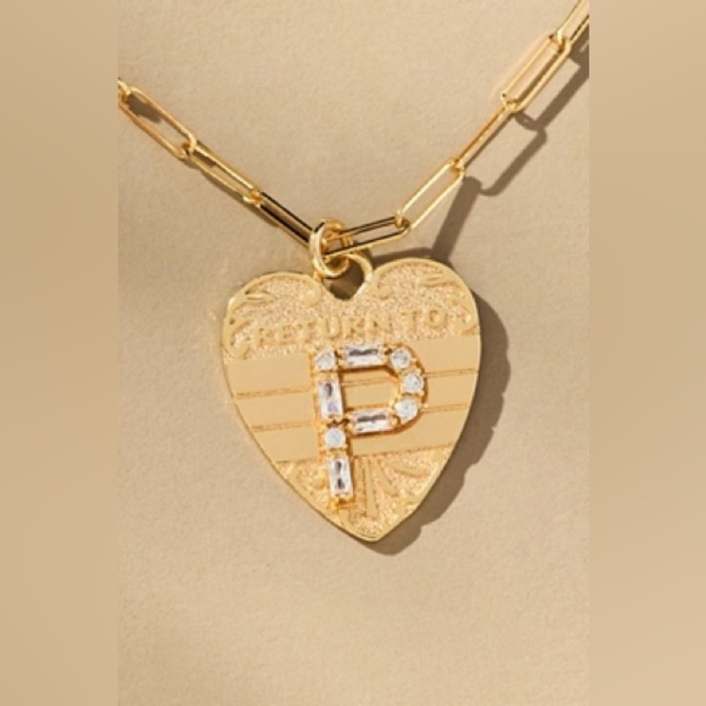 NWT Letter P - Anthropologie Monogram Heart Charm Necklace (NWT US$ 52)
